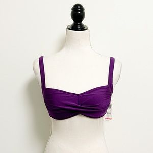 Quintsoul Purple Twisted Front Padded No Underwire Sweetheart Bikini Top NWT 8